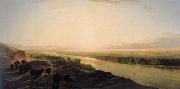 Jean-Baptiste Deshays A Herd of Bison Crossing the Missouri River oil